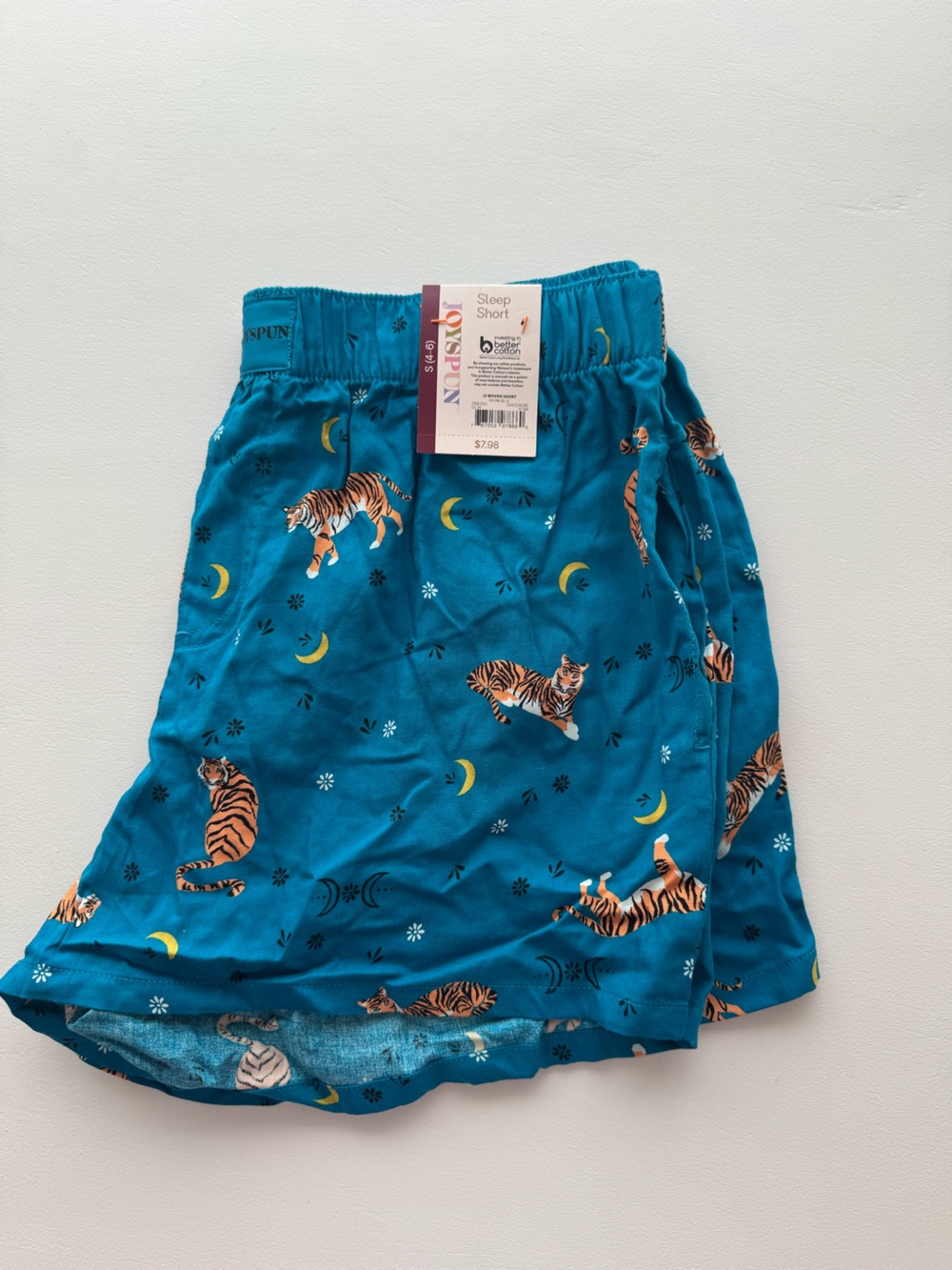 Women’s Teal Tiger Print Boxer Sleep Shorts - Picture 3 of 4